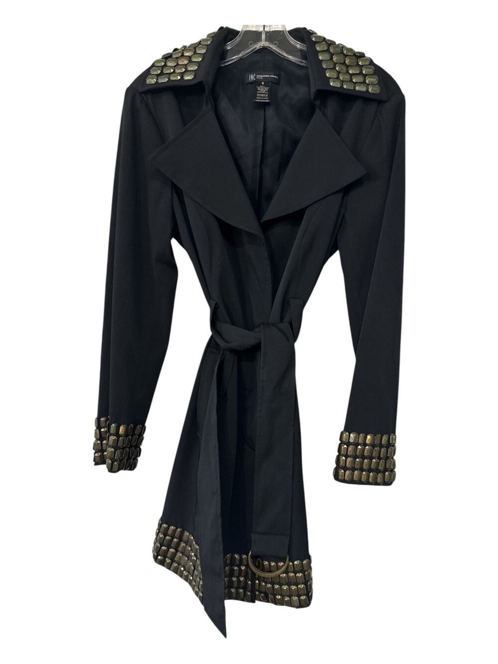 Y2K Vintage INC International Concepts Embellished Belt Trench Coat sz S
